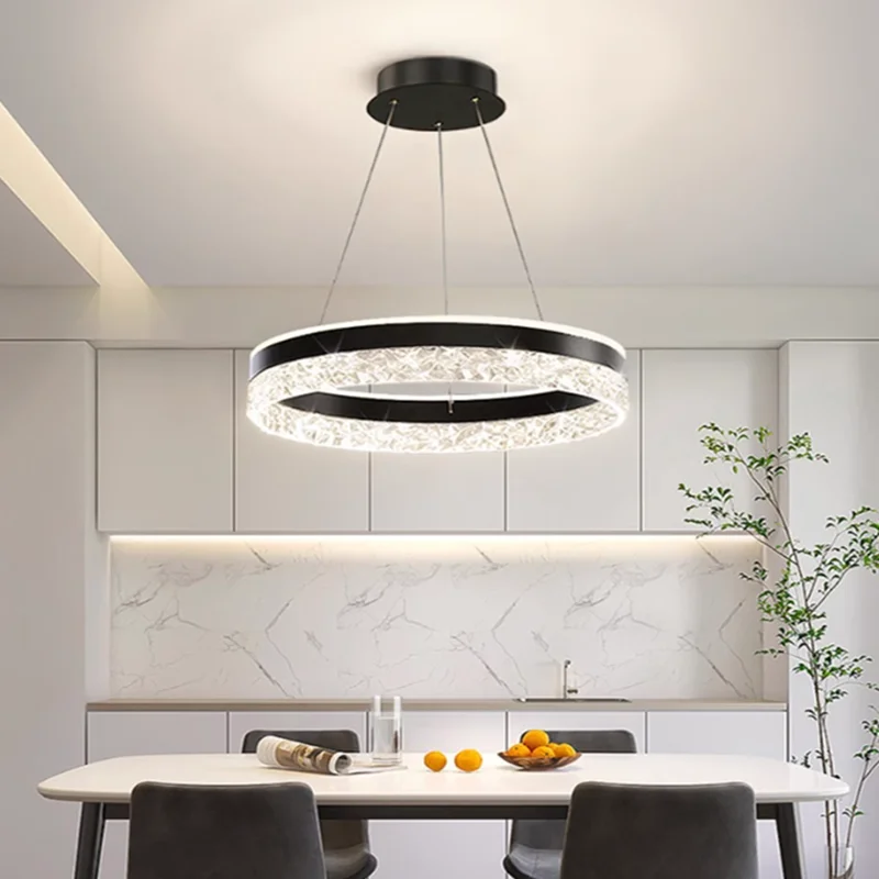 

Modern LED Round Ring Chandelier with Remote Control for Living Dining Room Kitchen Island Bedroom Pendant Hanging Lights Design
