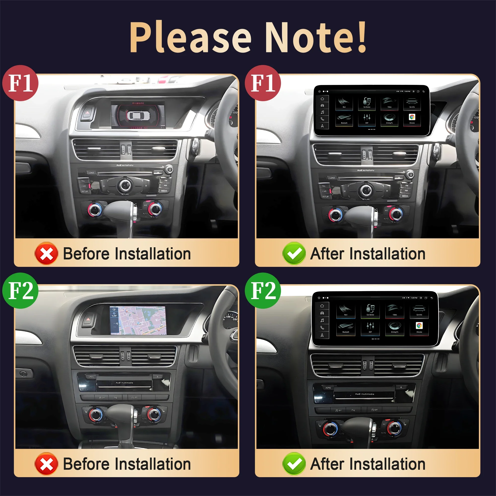10.25 inch Right Hand Drive For AUDI A4 A5 B8 2009-2016 Android 14 Snapdragon 685 GPS Navi Screen Car Radio Multimedia Carplay