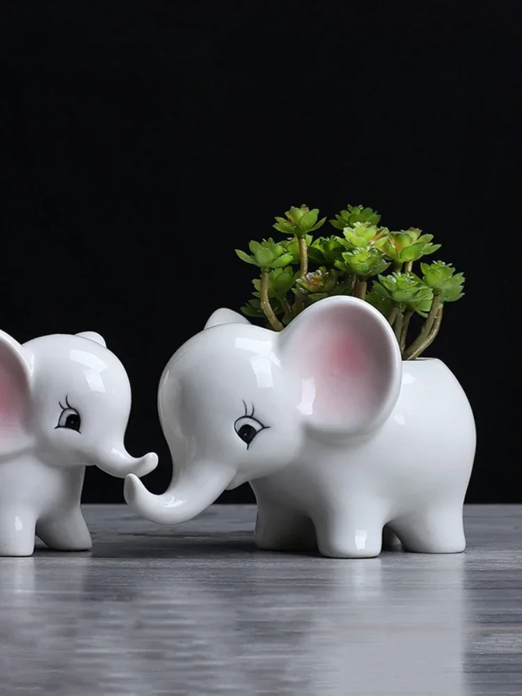 

Простой и креативный искусственный керамический цветочный горшок со слоном, настольное украшение для сада, домашнее украшение