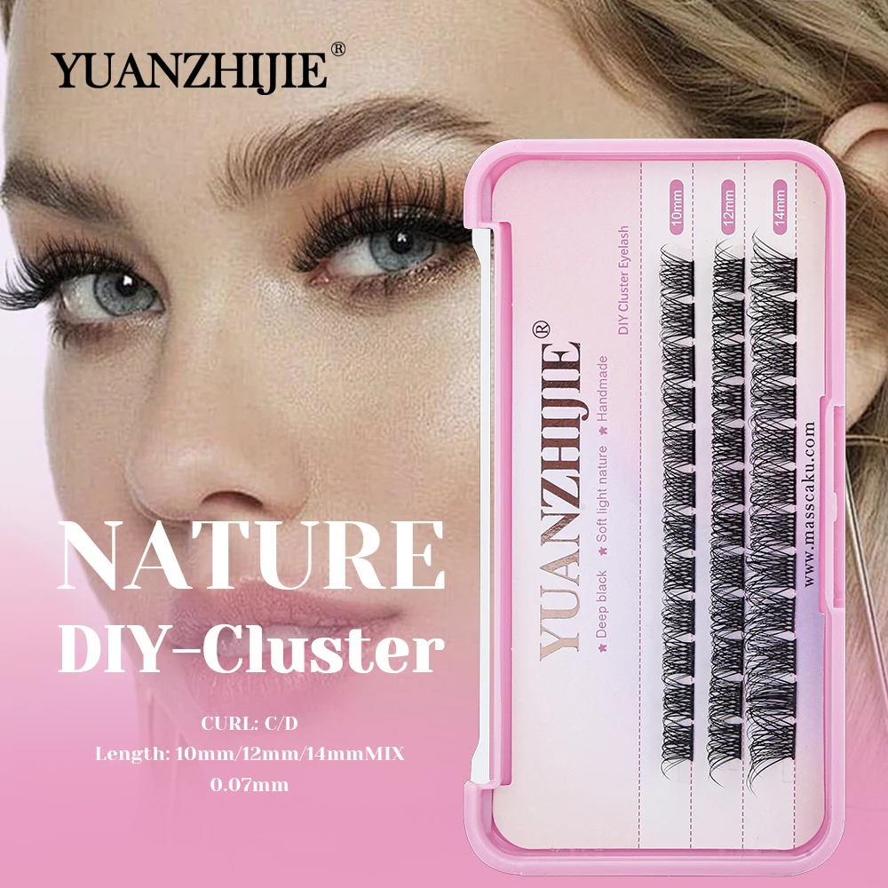 High Quality YUANZHIJIE Ribbon Multi-texture DIY Segmented Lashes C D Curl 3D Effect Fast Grafting Clusters Eyelash Easy to Grip