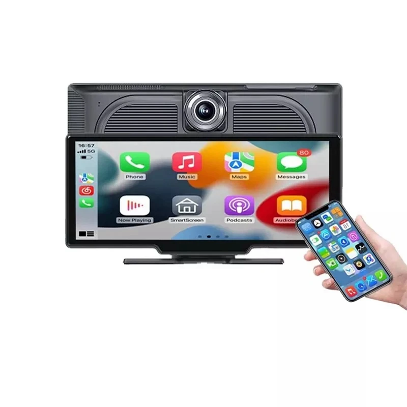 Carplay inalámbrico portátil y Android Auto ABS 10,26 pulgadas pantalla táctil estéreo para coche Dash Cam cámara de respaldo Bluetooth