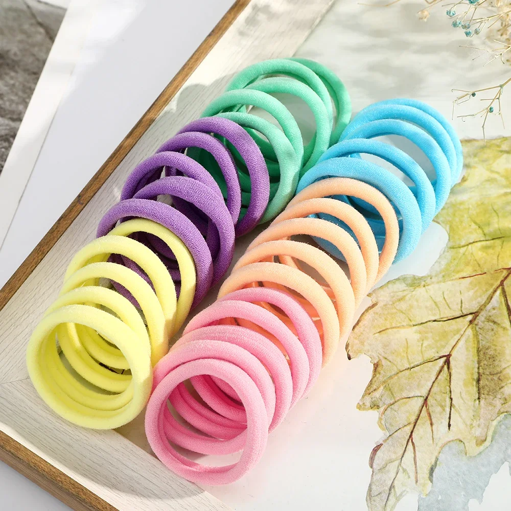 50PCS/Set New Women Girls Candy Colors Nylon Basic Scrunchie Hair Tie Ponytail Hold Hair Rubber Bands Fashion Hair Accessories