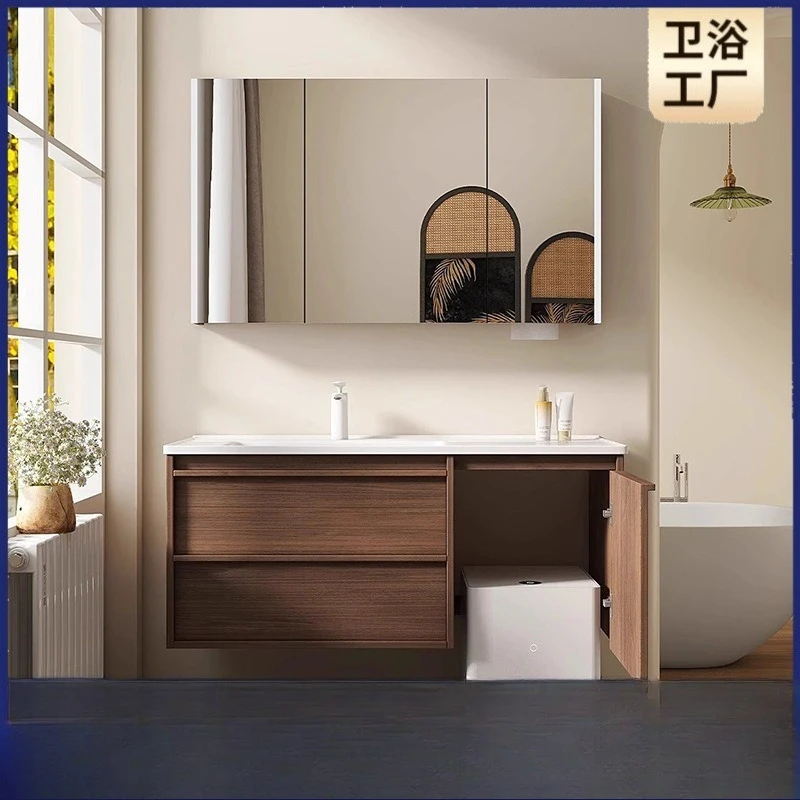 Ceramic integrated basin, bathroom cabinet, combined washbasin, smart mirror cabinet, sweeping robot, multi-function
