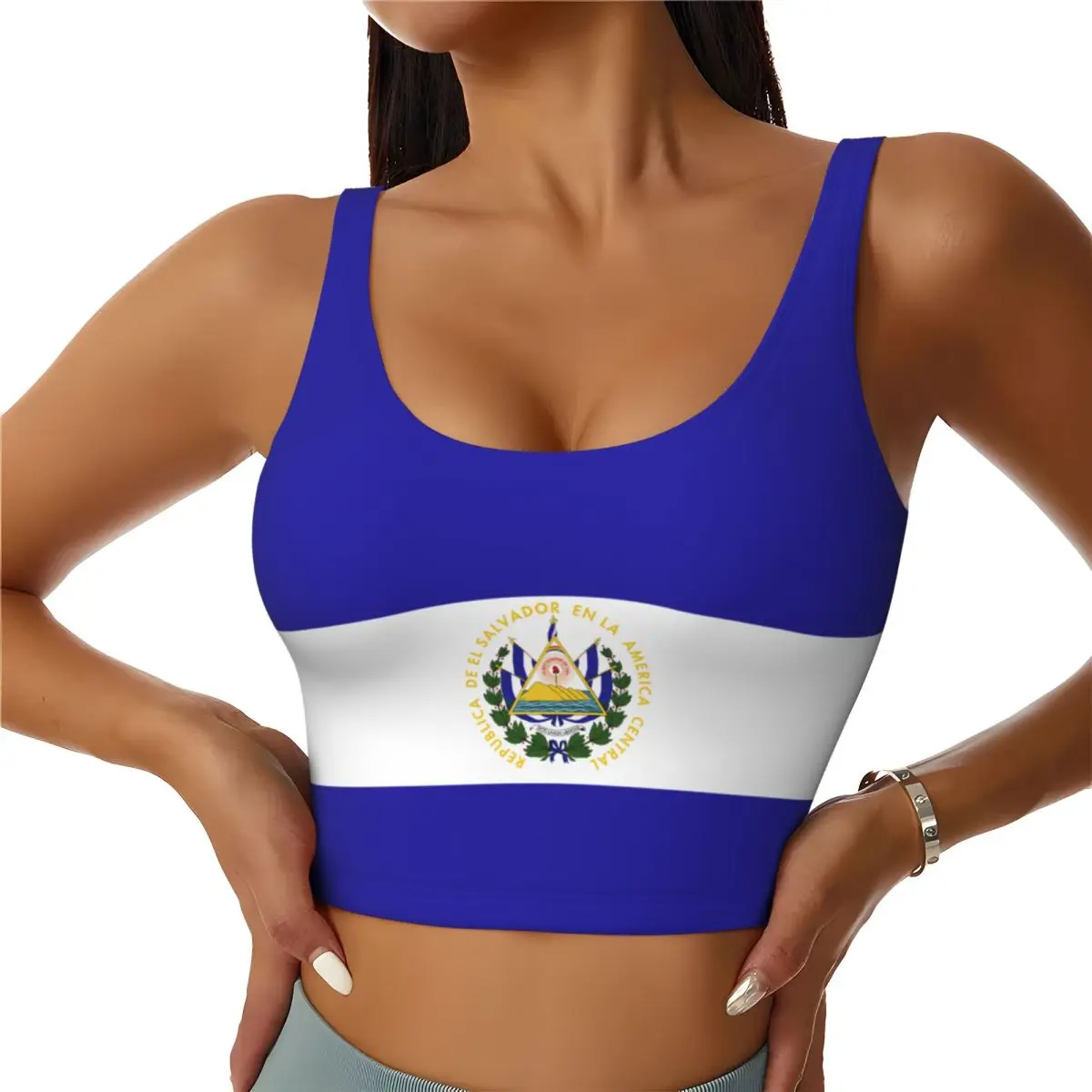 

2026 El Salvador Flag Print Women Activities Sports Vest Yoga Vest Workout Vest for Women Lightweight Trendy