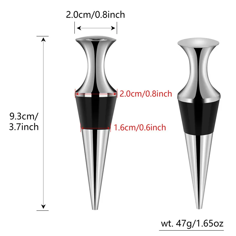 سدادة زجاجات محمولة من الفولاذ المقاوم للصدأ ، موفّرٍ قابل لإعادة الاستخدام ، سدادة فضّية ، ملحق بار ، مناسبات الزفاف ، 2 النبيذ لكل مجموعة