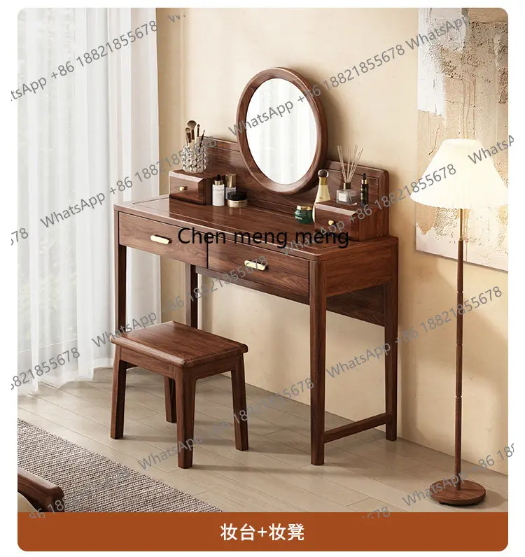 Luxury Black Walnut Solid Wood Dressing Table - usage example