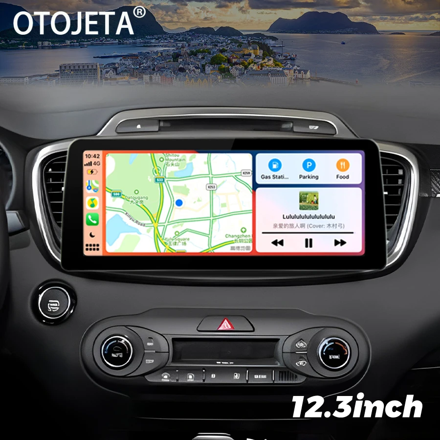 12.3inch Wide Screen Android 14 Car Video Player 2Din Radio Stereo For KIA Sorento 2015-2016 GPS Multimedia Carplay Head Unit