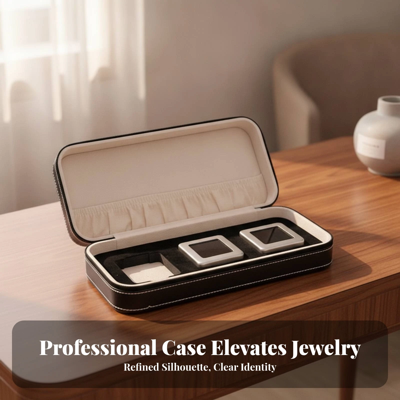 Zippered Jewelry Case Secure Jewelry Case with Pocket Organizer Padded for Jewelers, Travel