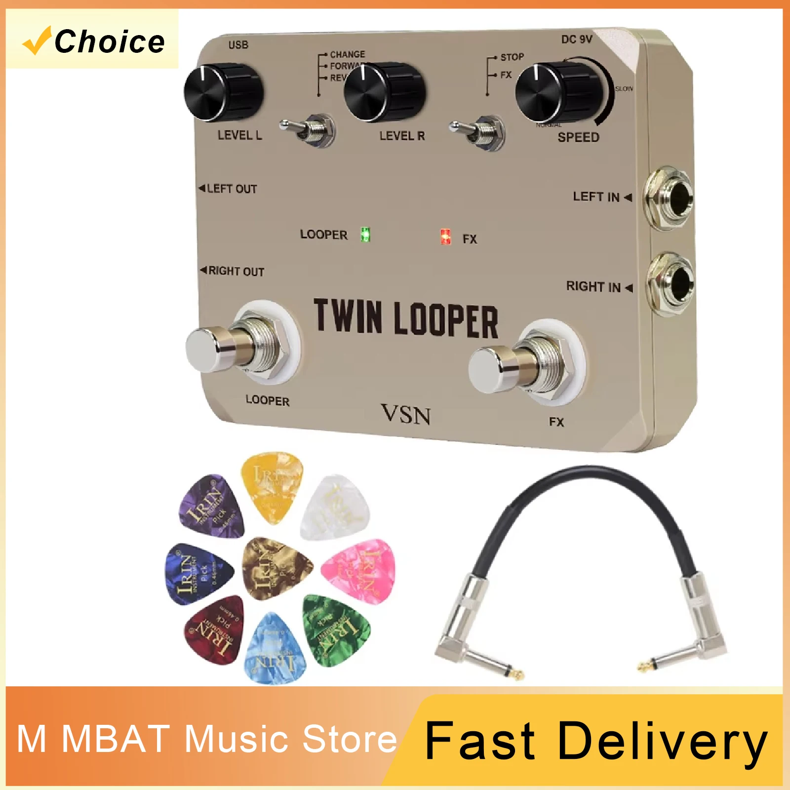 ROWIN LTL-02 Twin Looper Effect Device 10 Min Looping Unlimited Undo Redo Function Electric Guitar Instrument Accessories