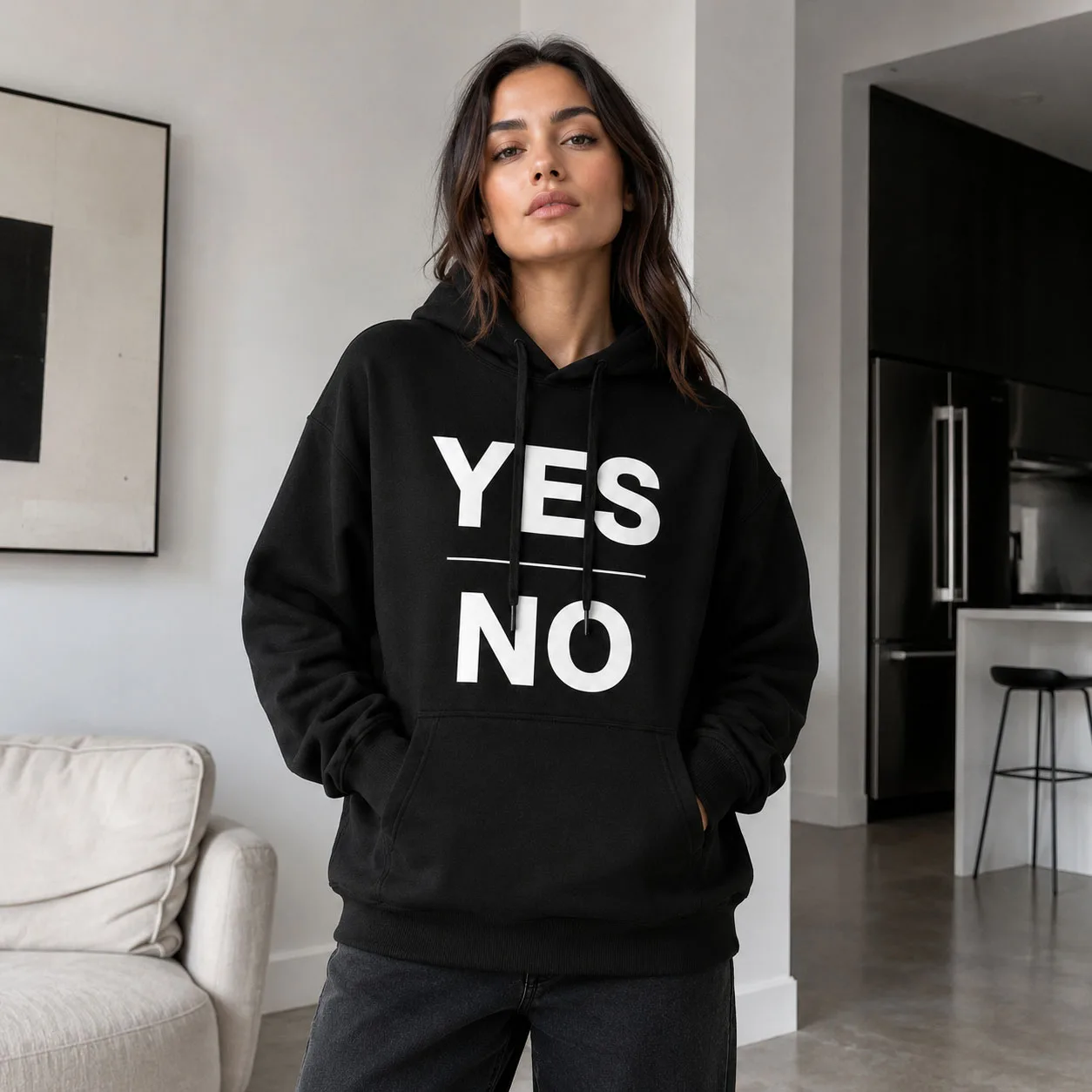 Hoodie For Men Women Bold Text Graphic Pullover Sweatshirt Casual Streetwear Outfit Oversized Long Sleeve Top Fall Winter