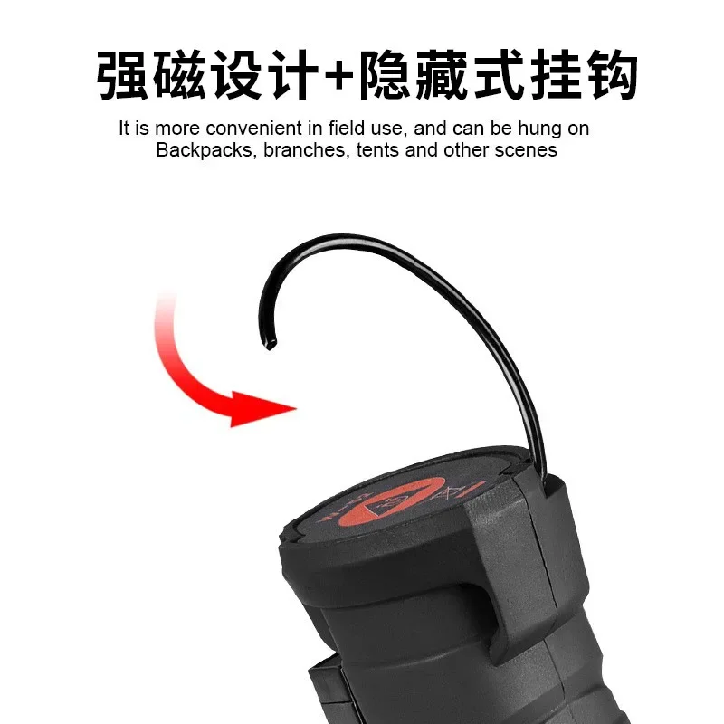 COB LED Warning Lamp USB Rechargeable Built in Battery LED Light with Magnet Portable Flashlight Outdoor Camping Working Torch