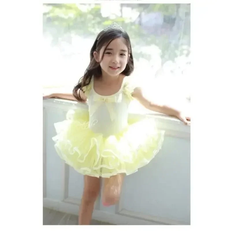 Ropa de Ballet para niños, disfraz de bailarina, tutús de Ballet con descuento, vestido de tutú de Ballet rosa/amarillo, leotardo de gimnasia para niñas, Ropa de baile