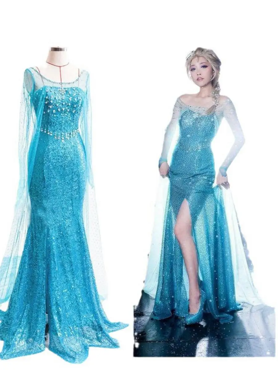 Costume Elsa Princ Dr tenue de spectacle adulte loween Festival de glace et de neige Cosplay fée T scène traditionnelle Cos...