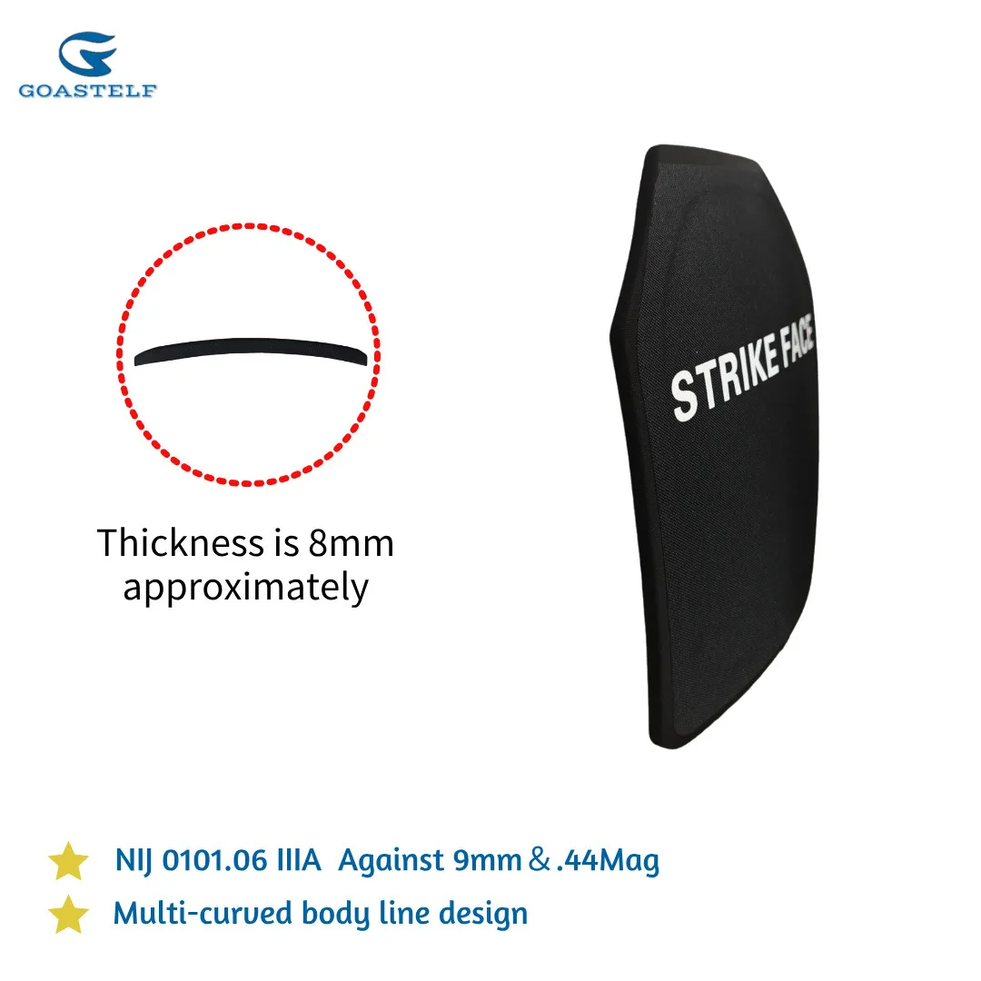 10 x 12 дюймов, многоизогнутая баллистическая пластина NIJ IIIA PE, 25x30 см, тактический жилет, пуленепробиваемая пластина, бронежилет от 9 мм и .44Mag