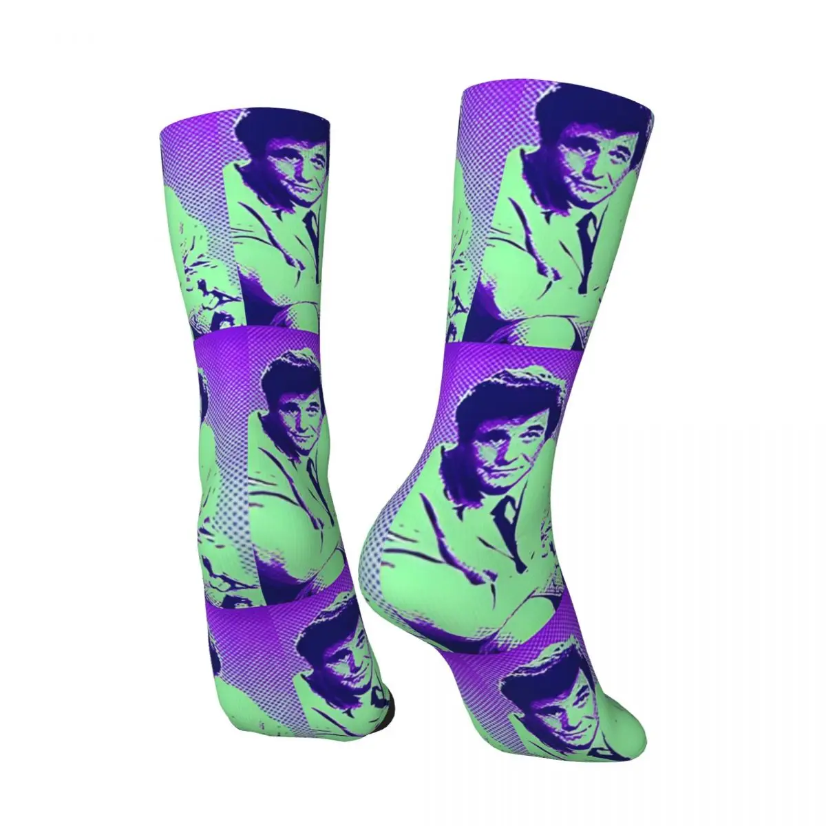 Funny Happy Men's compression Socks Detect Various Cases Retro Harajuku Columbo Hip Hop Novelty Casual Crew Crazy Sock Gift