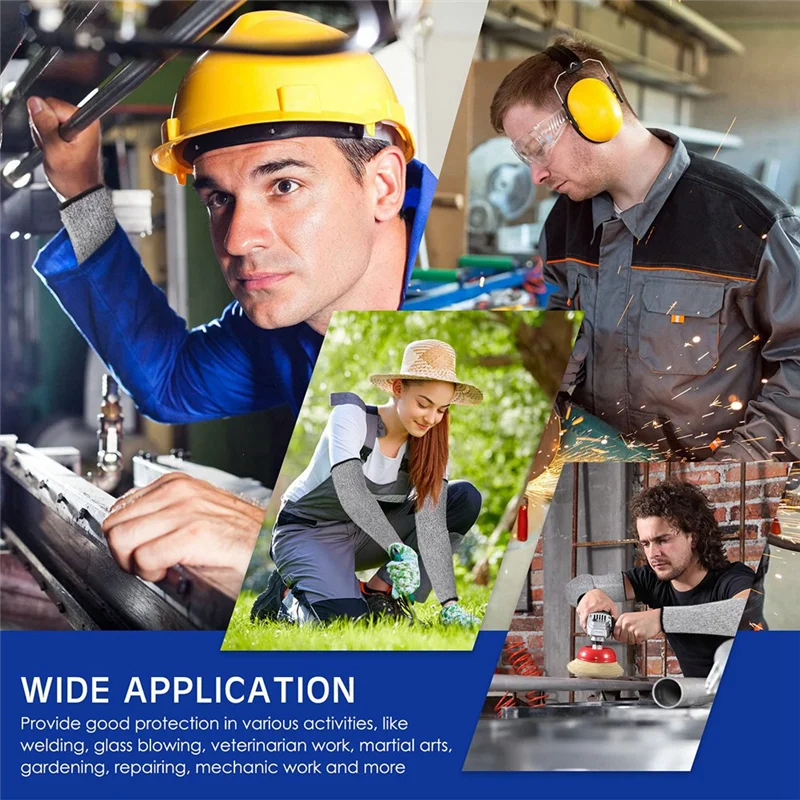 B50B-2 أزواج من واقيات الذراع الرقيقة المقاومة للقطع للبشرة الرقيقة وأكمام الذراع الكدمات، أسود متين 40 سم