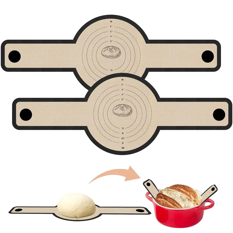 Silicone Bread Sling Dutch Oven Liners Sourdough Baking Supplies Reusable Non-Stick Bread Mat Cast Iron Sheet Extra Long Handles