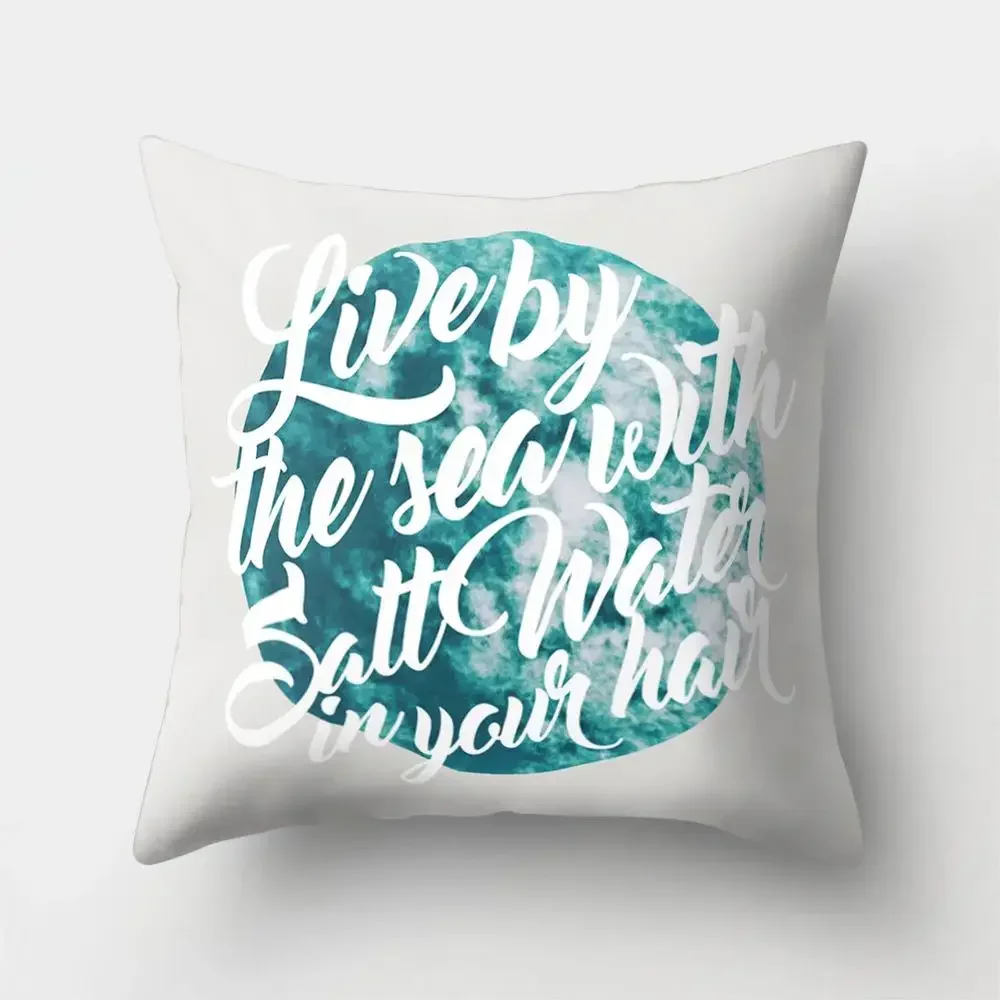 Sea Waves Beach throw pillow cover with short plush print for living room sofa decoration cushion cover pillow covers decorative
