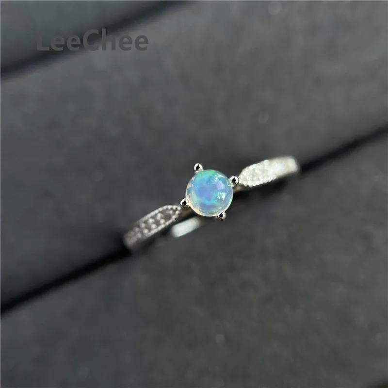 Opal Ring 4MM Colorful Natural Gemstone Fine Jewelry for Girl Anniversary Gift Real 925 Sterling Silver Free Ship Light Luxury