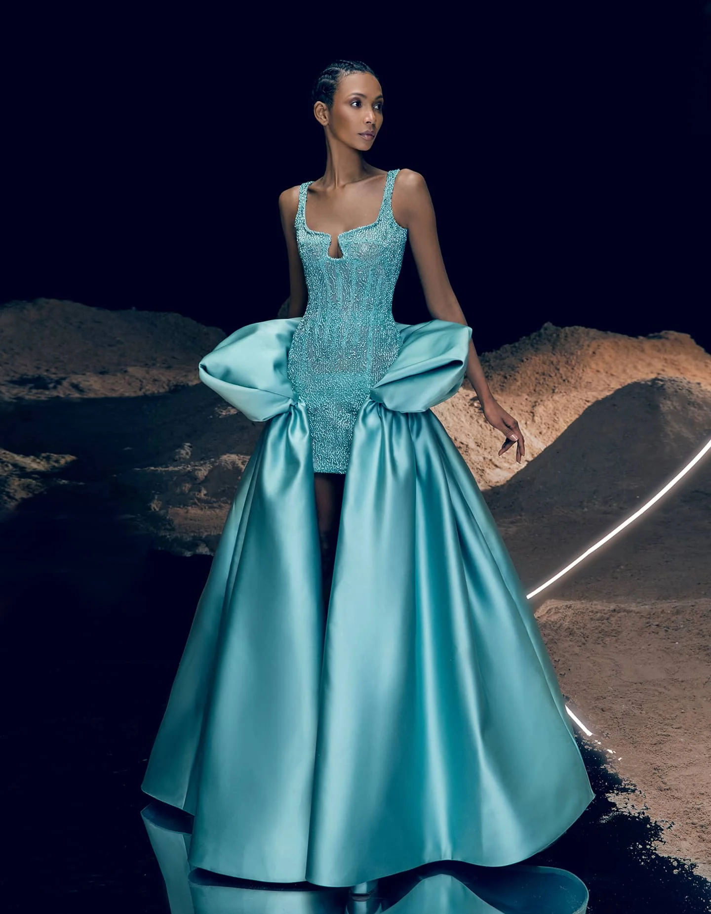 2024 Couture Beaded Long Prom Party Dresses with Overskirt High Low Unique Formal Dress vestidos de fiesta elegantes para mujer