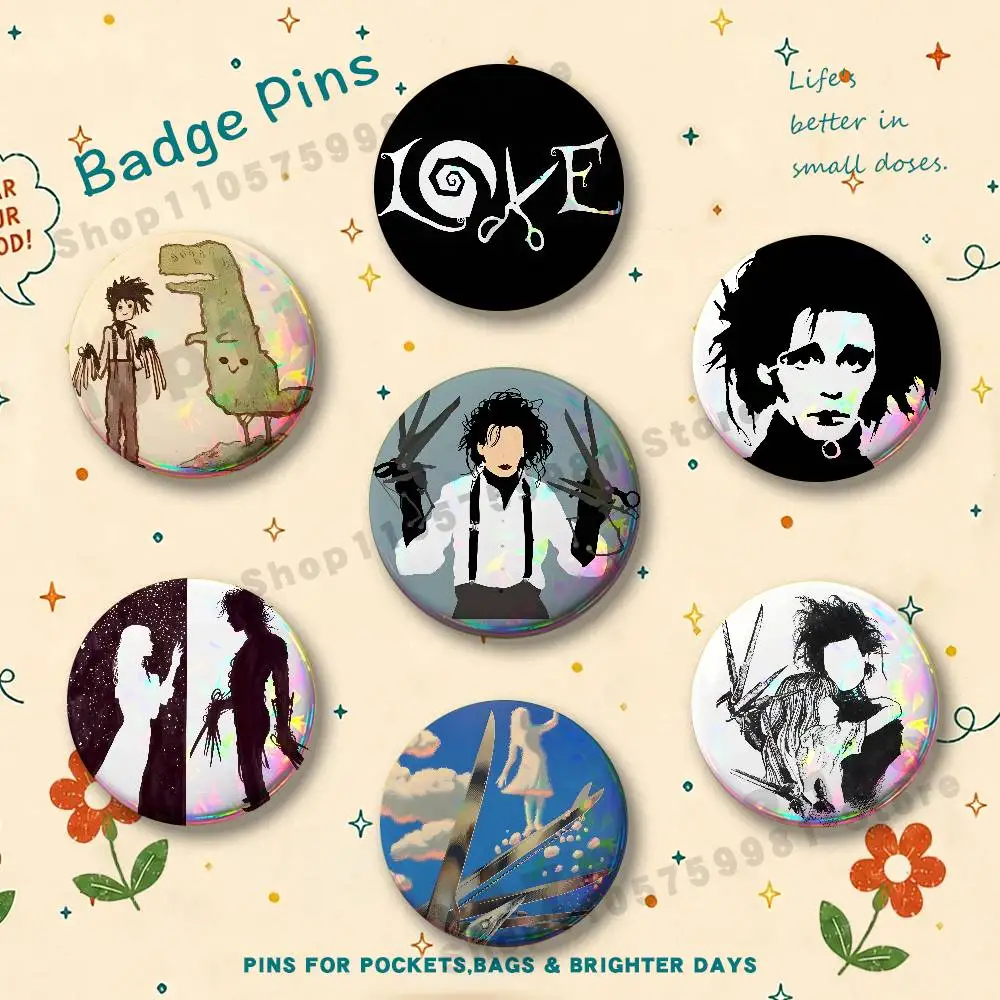 Hold me I can not E-Edward Scissorhands Badges Pins Button Custom Anime Role Old-school Brooches Cartoon Collar Gifts
