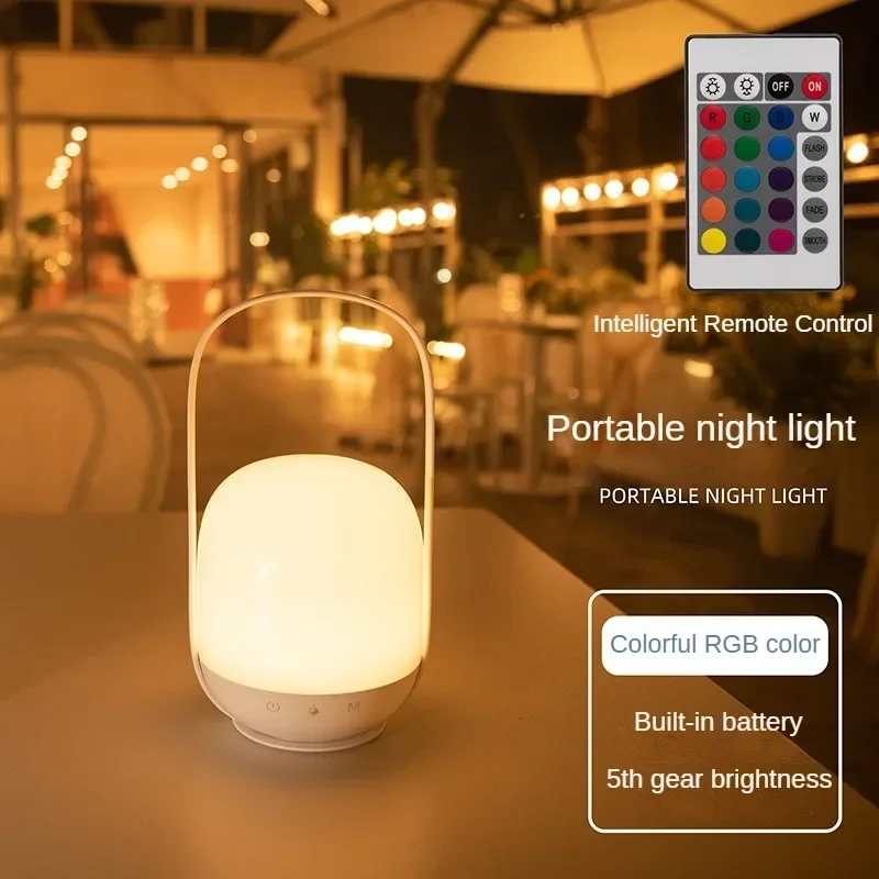 Luz Noturna Portátil com Controle Remoto, RGB, Colorido, Portátil, Alimentação, Ao Ar Livre, Camping