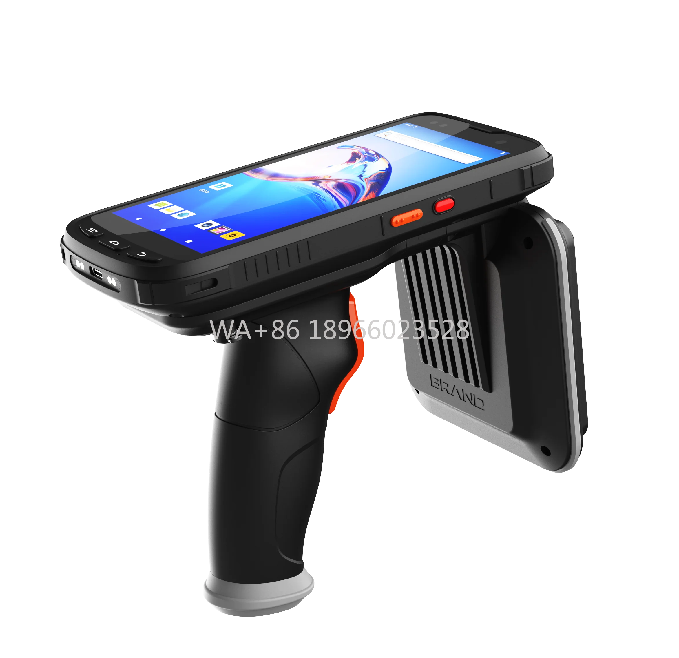 Android 915mhz Handheld UHF RFID Barcode Scanner Long Range 5m 10m Remote Control UHF RFID Reader Frequency 860-960MHz