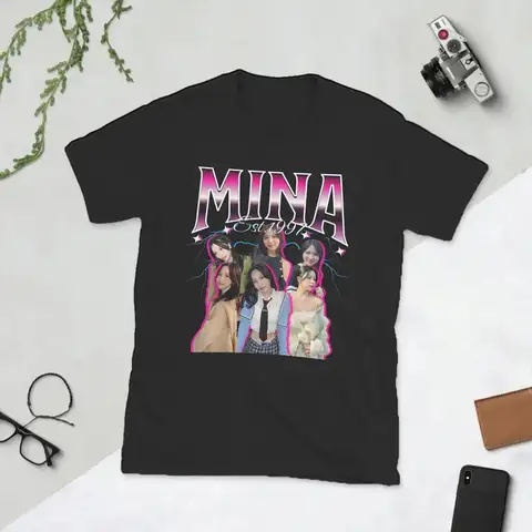 Novelty Kpop T-Twice Mina 90s T-Shirts for Men Crewneck Pure Cotton T Shirt  Short Sleeve Tee Shirt Original Tops