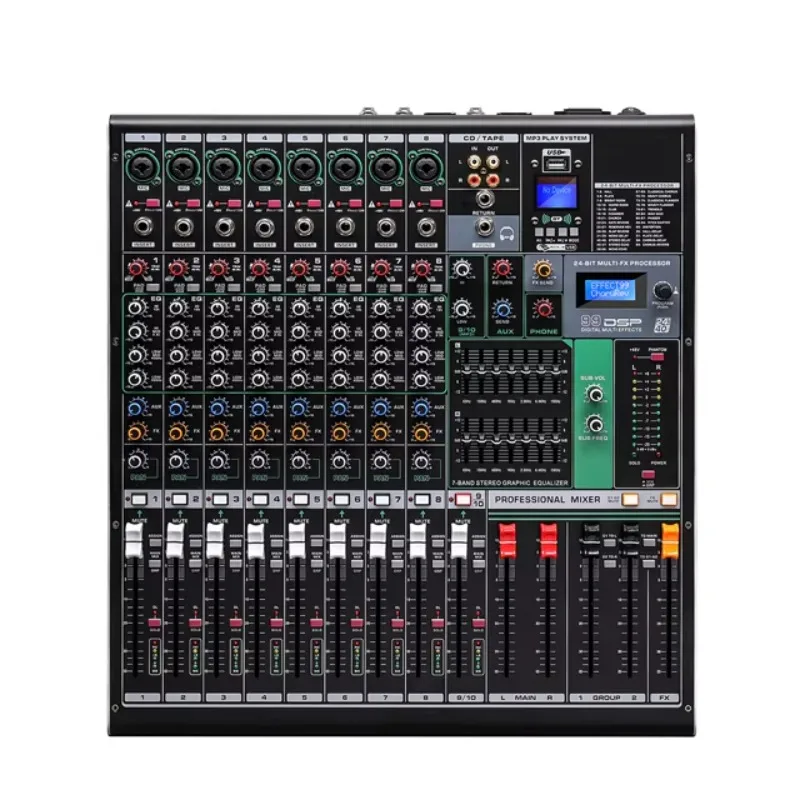 8-Channel Audio Mixing Console Professional Mini Audio Mixing Console With Usb And Effect