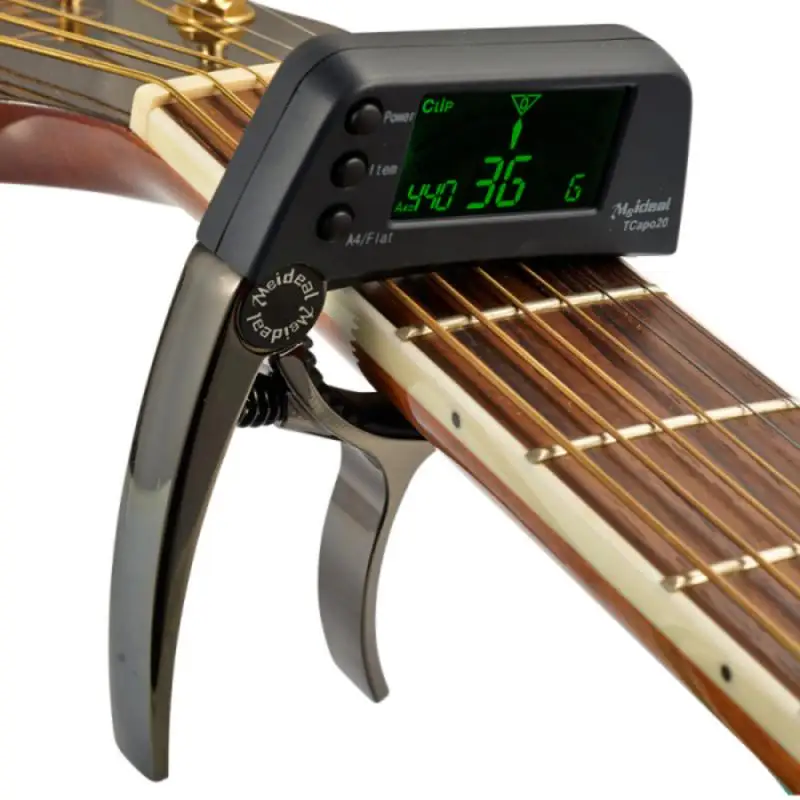 SINTONIZADOR DE GUITARRA multifuncional 2 en 1, cepo TCapo20 con LCD para guitarra acústica, bajo eléctrico, aleación de aluminio
