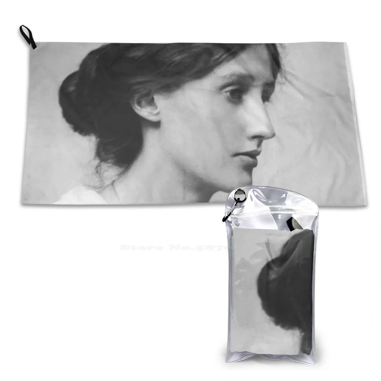 Virginia Woolf Portrait Custom Soft Bathroom Towels Home Outdoor Virginia Woolf Literary Bookworm British England Feminist