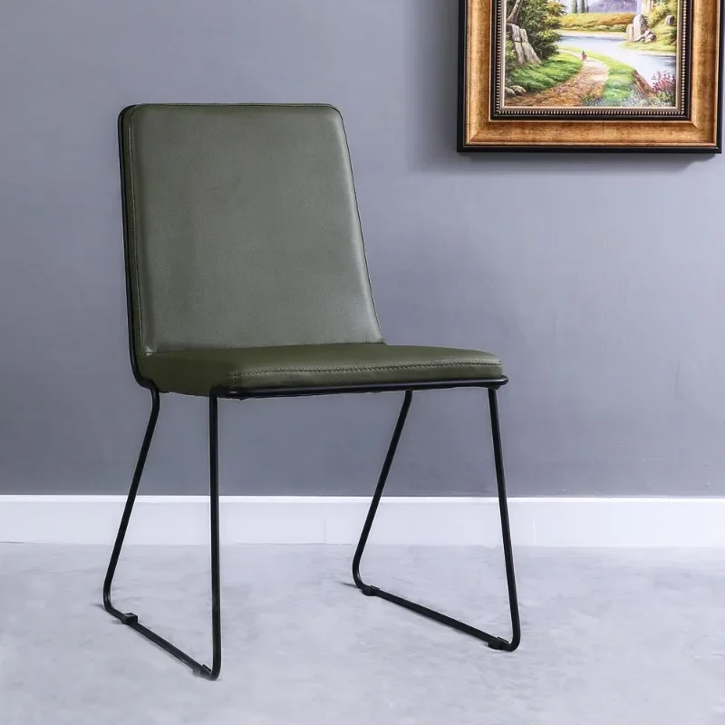 Leather back chair, solid bow metal dining chair, hotel cafe western restaurant chair