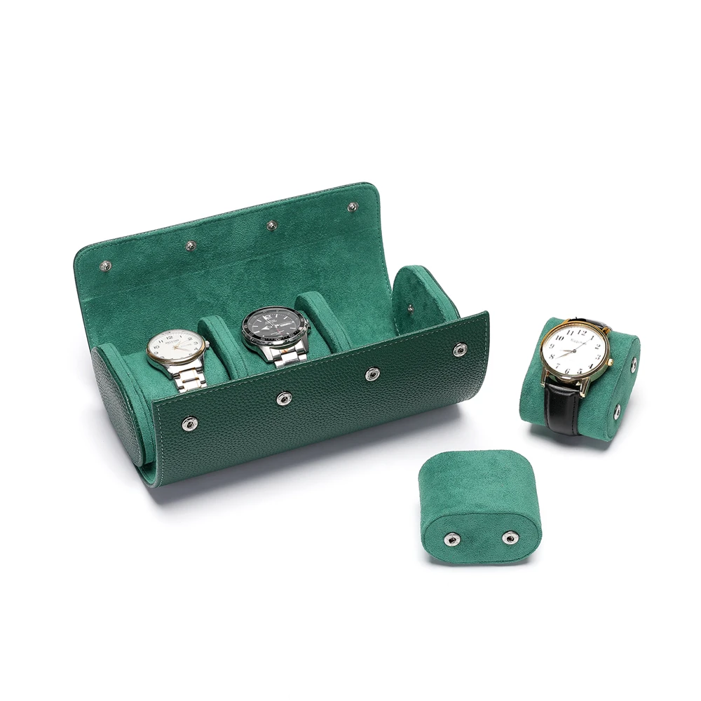 Embers Leder-Uhrenrolle mit 1, 2, 3 Fächern, Luxuriöse Echtleder-Uhrenaufbewahrungsbox, Reiseetui, Uhrenetui, Geschenkbox, Uhrenbeutel – Detail 7