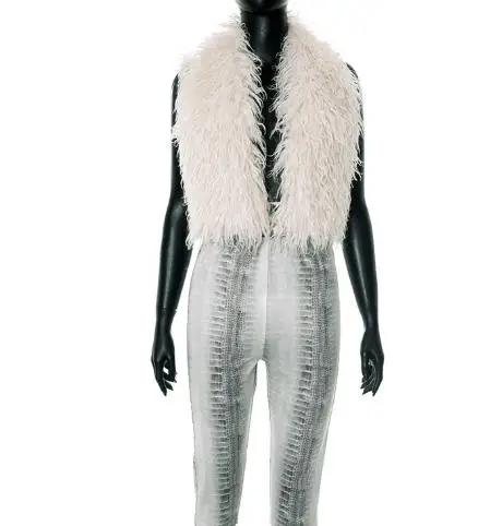 夏の新作レディースパーソナライズ2ピースセット、ファー襟付き、バックレスハンギングネックベストとスネークプリントタイトクロップドパンツセット