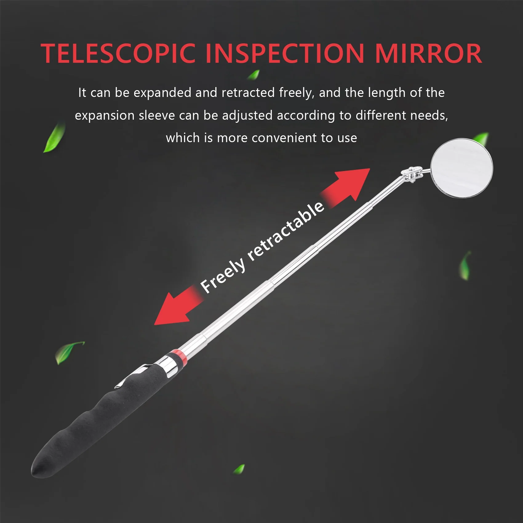 

A24F-2-Pack Круглое 2-дюймовое телескопическое инспекционное зеркало, расширяет до 24,5 дюймов, черное