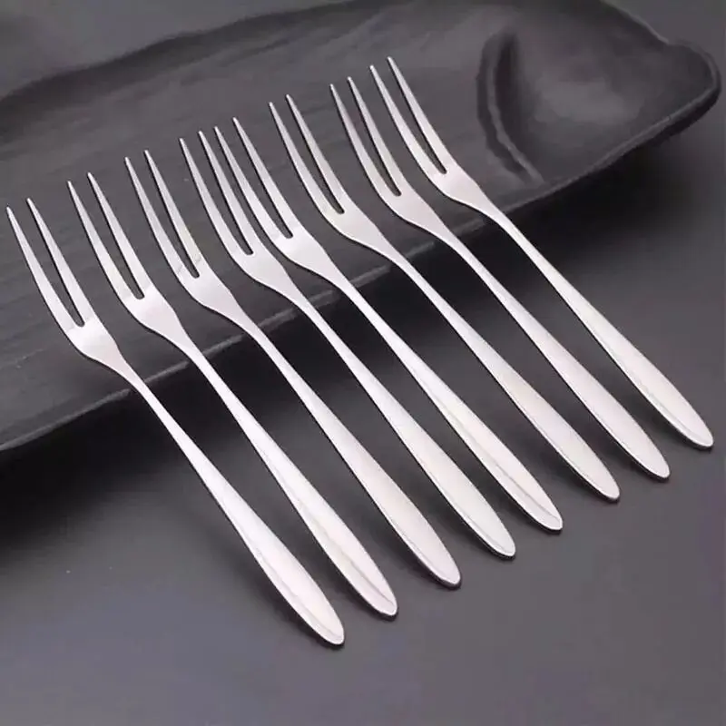 10pcs Stainless Steel Fruit Fork For Cocktail Appetizer Dessert Party Fork Multifunctional Western Cake Fork Kitchen Accessories