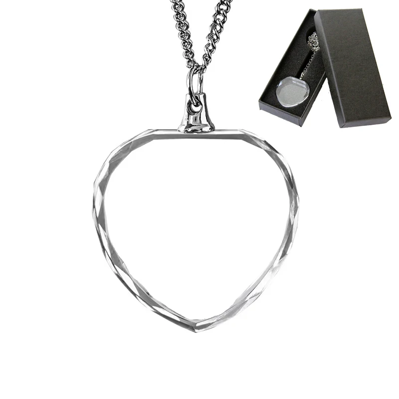 High Quality Blank K9 Crystal Heart Shaped Necklace for Laser Engraving Pattern Photo Crystal Glass Heart Necklace Pendants xToo