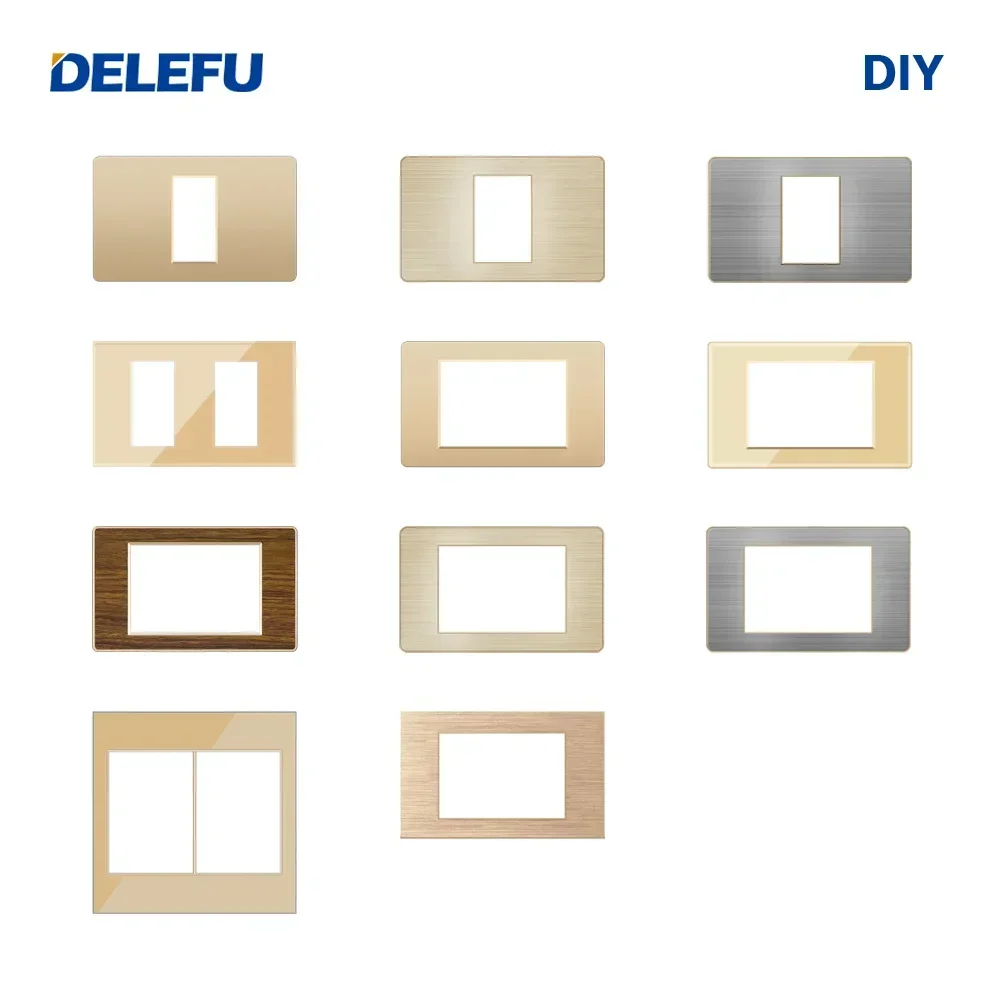 DELEFU Italian, EU, Multi-functional Free Combination USB Type C Wall Socket DIY Gold