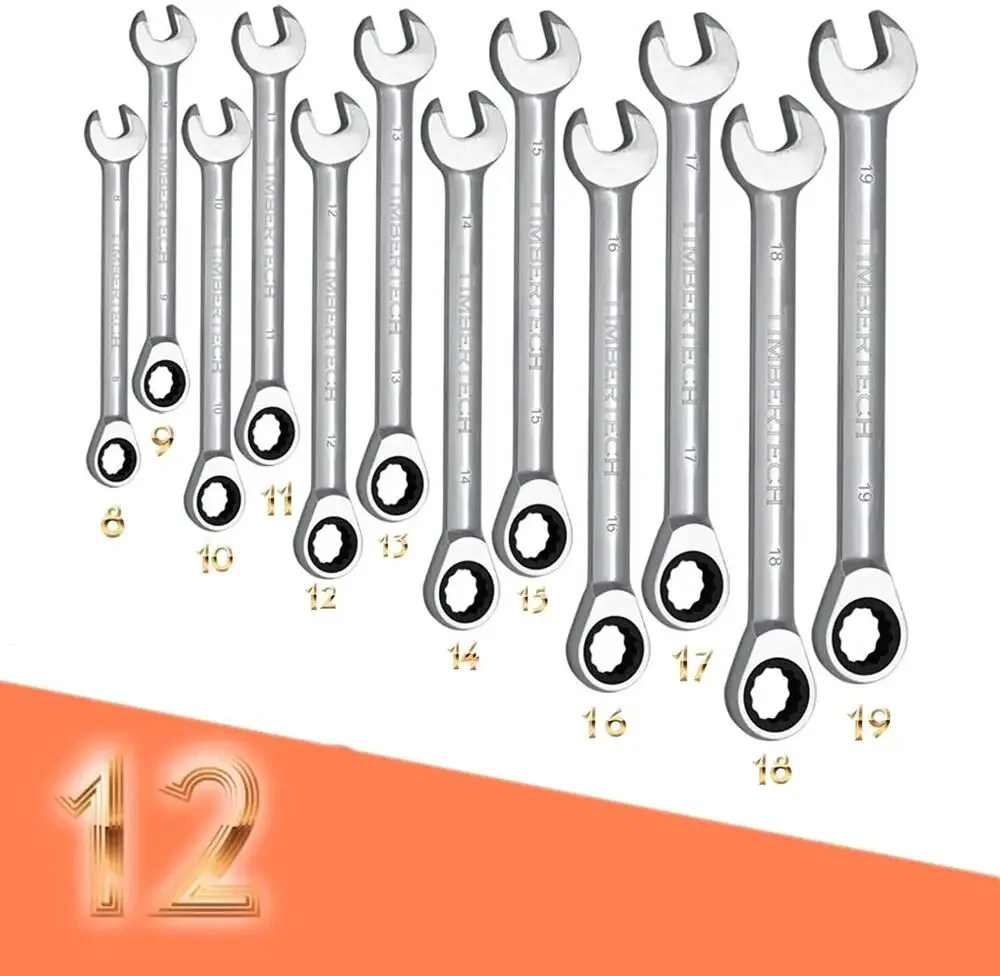 Ratchet Ring Spanner Set 12 Pieces Ratchet Spanner, Ratchet Spanner, Combination Spanner, Ring Spanner Wrench Set 8-19mm