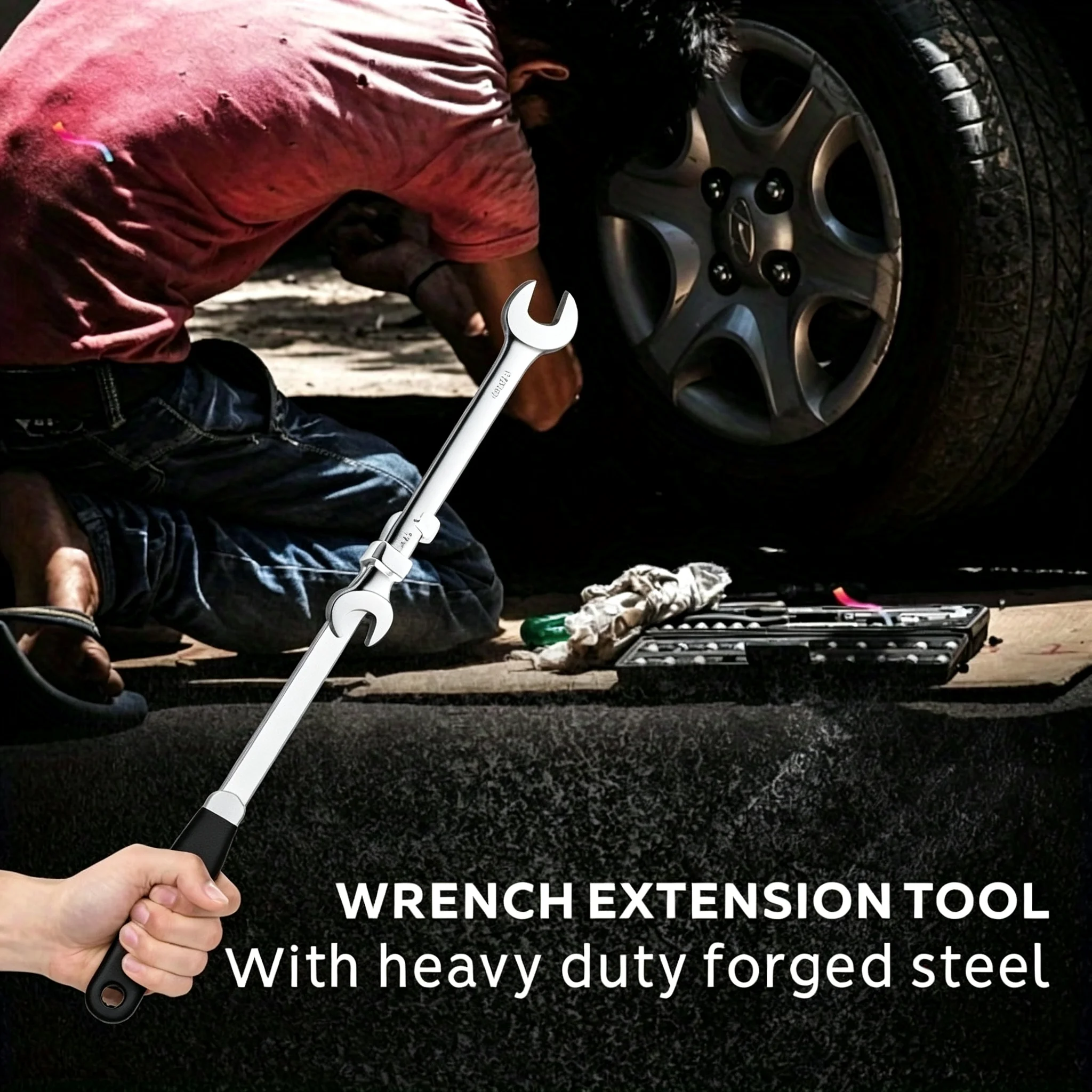 15inch Heavy-Duty Forged Steel Wrench Extension Tool, High-Leverage Torque Extension Rod, Suitable for Mechanics, DIY Enthusiasts, and Automotive Repair and Maintenance