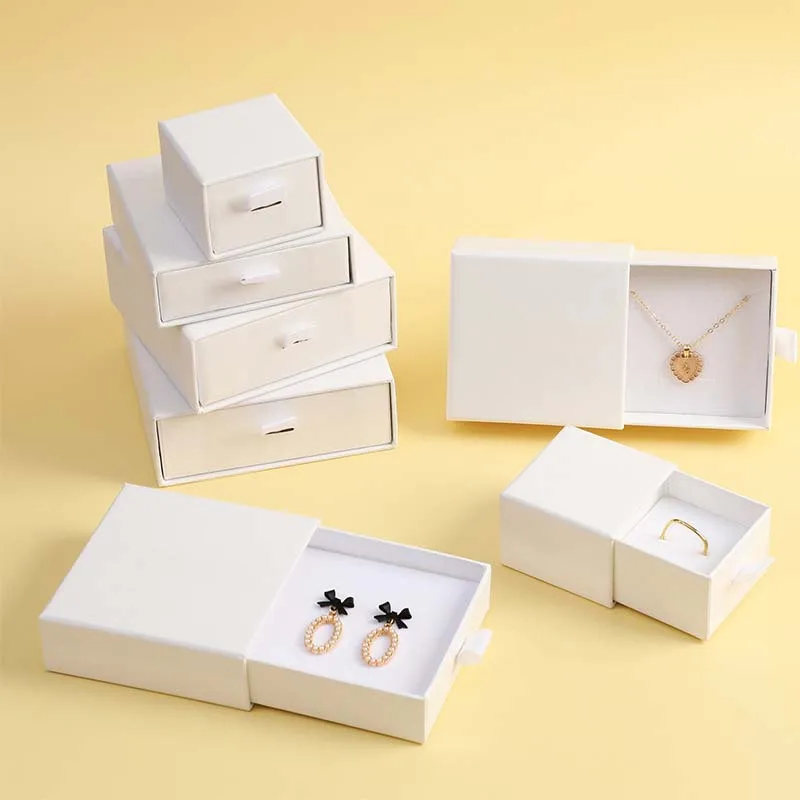 New Arrive Thick Kraft Paper Drawer Jewelry Storage Box for Earrings Necklace Bracelet Organizer Gift Packaging Box Dropshipping