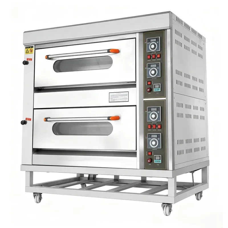 2 Layer 4 Tray Gas Commercial Bread Oven with Digital Temperature Controller for Pizza and Baking