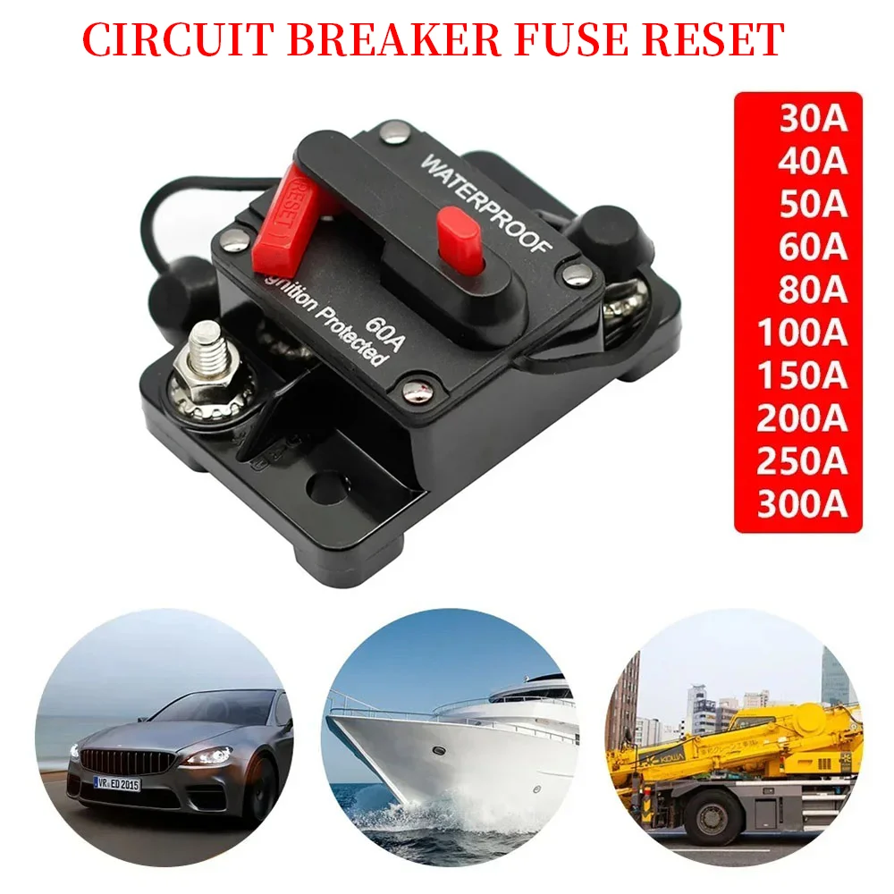 

Resetable Circuit Breaker Auto Circuit Breaker Fuse Reset Overload Protection Waterproof Fuse Holder 30-80A 150A 200A 250A 300A