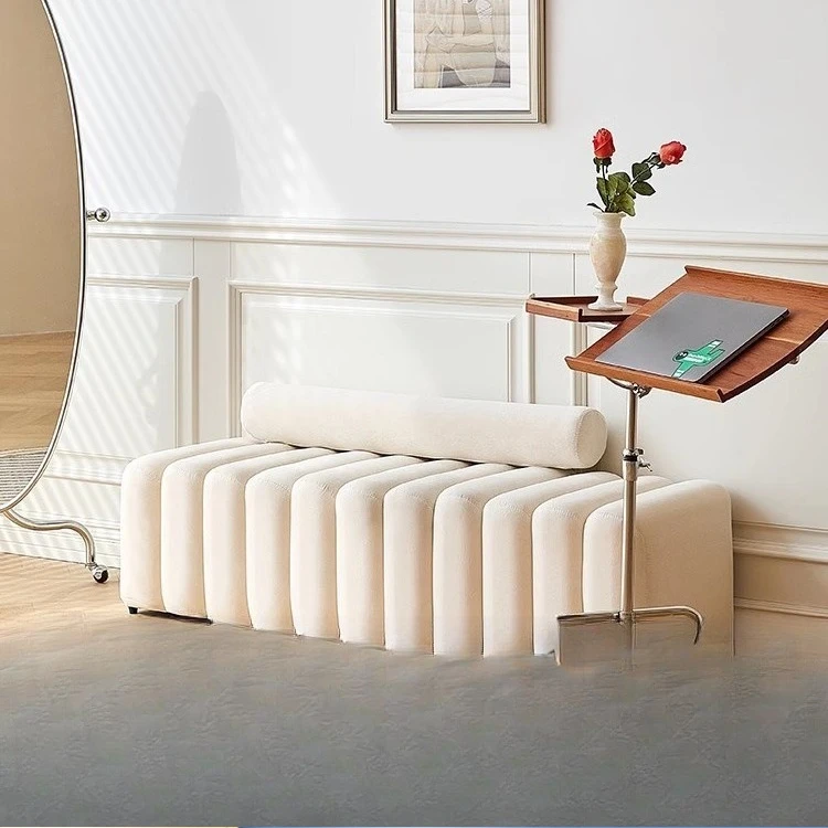 cloakroom Fabric sofa stool in front of bed Long strip art porch Shoe changing stool Cream wind Bed stool