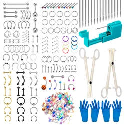 Body Piercing Kit Tool Piercing Gun Lip Nose Tongue Cartilage Eyebrow Navel Easy to Use Body Piercings Jewelry for Women Men