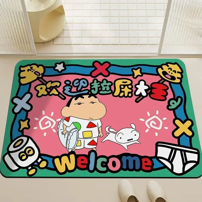 تلوين شين تشانورادا نيني ساتو ماساو الكرتون الطرفية المنزل الكلمة حصيرة الحمام المرحاض الباب عدم الانزلاق ماصة الكلمة حصيرة #2