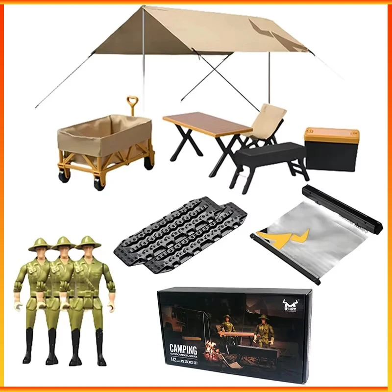 MN85K Accessories Simulation Awning Camping Tent Sand Ladder Table Chair Decoration For 1/12 RC Car Model Camping Tent kits MN82