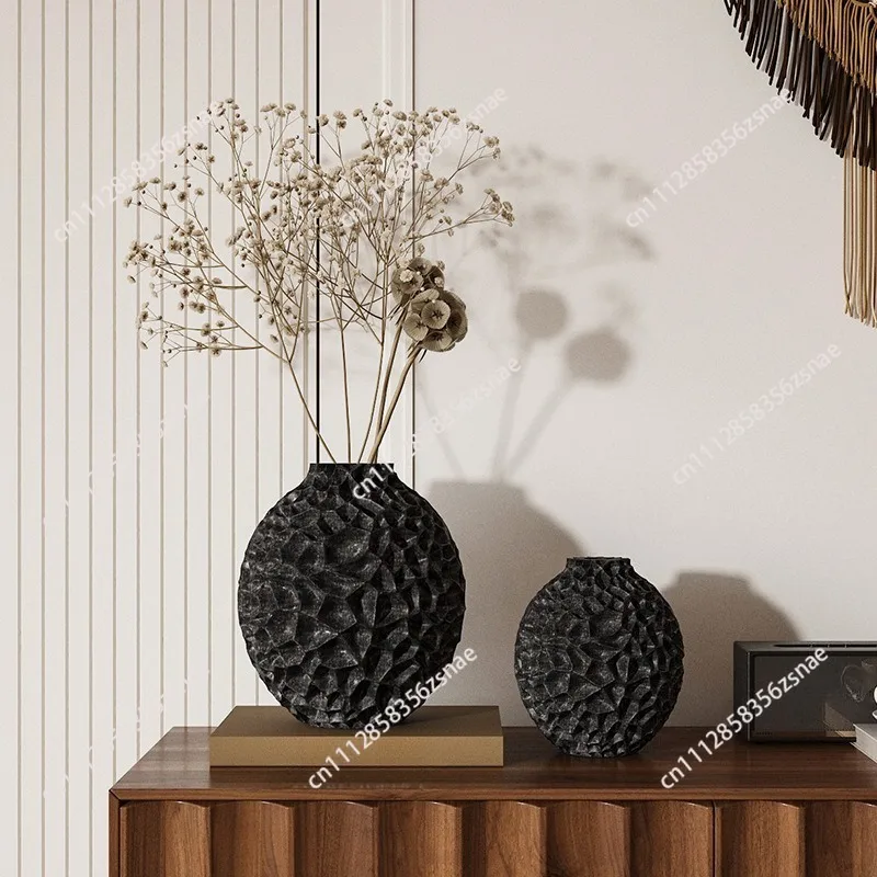 Medieval Honeycomb Art Vase Retro Caramel Wabi-Sabi Ornament, Indoor Porch B&B Soft Decoration Flower Ware