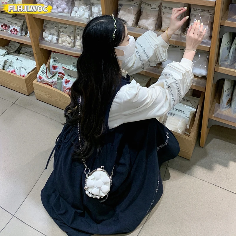 Tweedelige shirtjurken Art Mori meisjes lange jurk vrouw retro vintage Japanse stijl schattige zoete ruches borduurwerk corduroy jurk