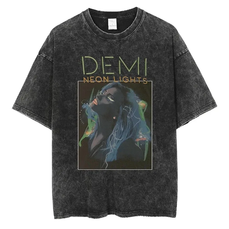 Demi Lovato Graphic T Shirt High Street Fashion Men Women Fan Clothes Tops Quality Cotton Vintage Oversized Black Tees